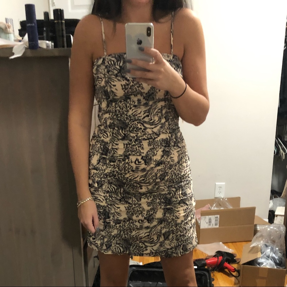 Rouched Mini dress animal print size small